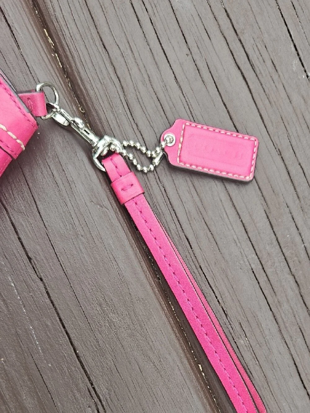 Coach Hot Pink Leather Wristlet Clutch